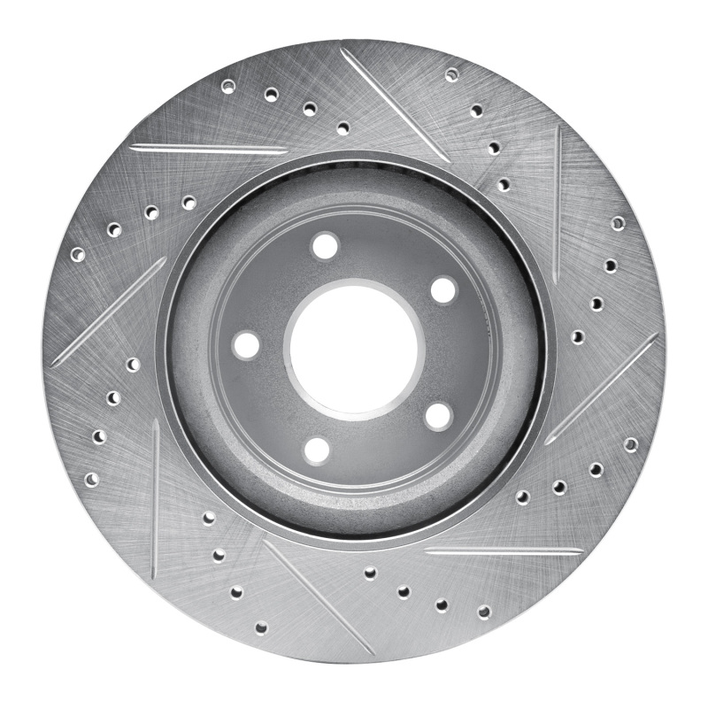 Infiniti Q50 Brake Rotor (1) - Front Left - R1 Concepts - Drilled & Slotted - Silver - `13-`25